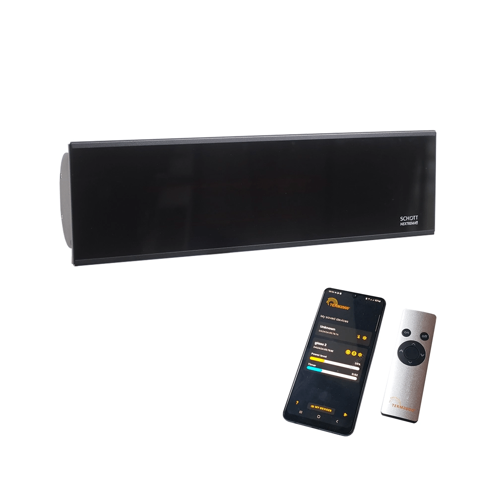 TERM2000 IRGLASS BT, infracrvena grijalica, Bluetooth, crna, 1500W, IP65