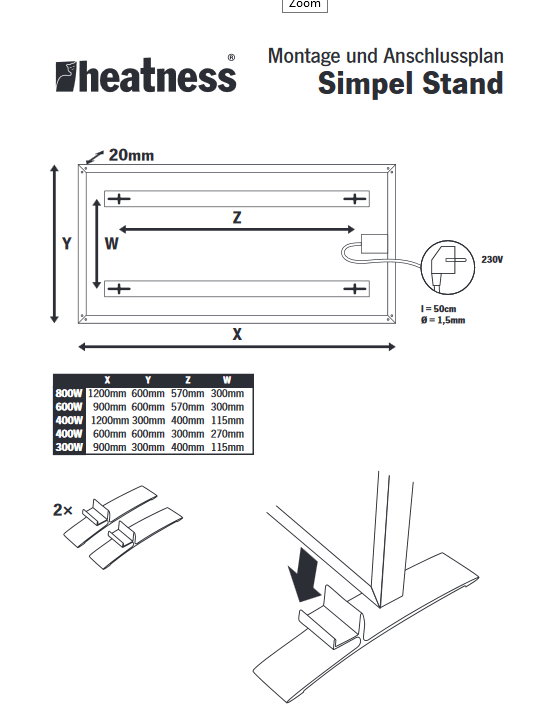 HEATNESS IC panel - SIMPEL Mobil STALAK - L - 600W