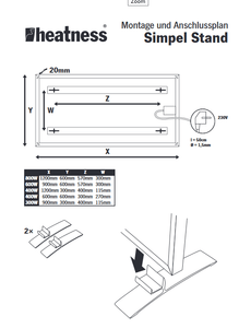 HEATNESS IC panel - SIMPEL Mobil STALAK - XL - 800W