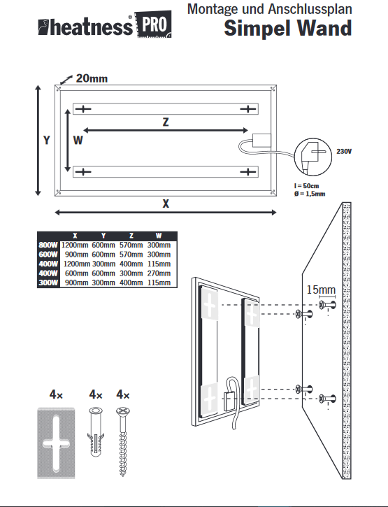 HEATNESS IC panel - SIMPEL Pro ZID - M - 400W